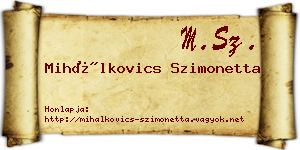 Mihálkovics Szimonetta névjegykártya